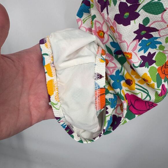 J.Crew Bandeau One-Piece Swim Suit Vibrant Garden Piqué Womens Plus 16 White NEW - Picture 10 of 10